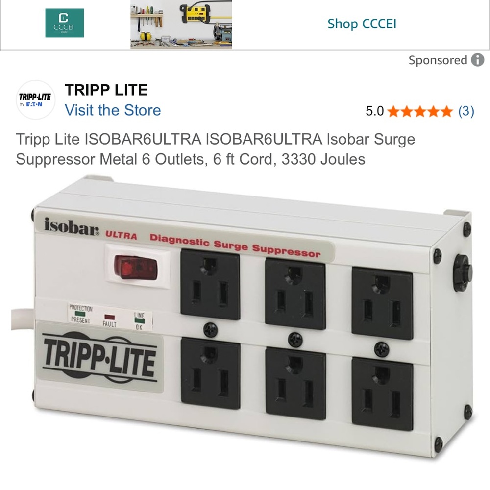 White Surge Protector with 6 Outlets